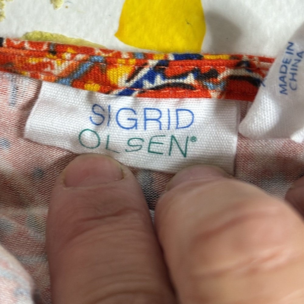 PLUS SIZE Sigrid Olsen Summer Paisley stetch dress sleeveless ruffle tiered 1X - Picture 9 of 10